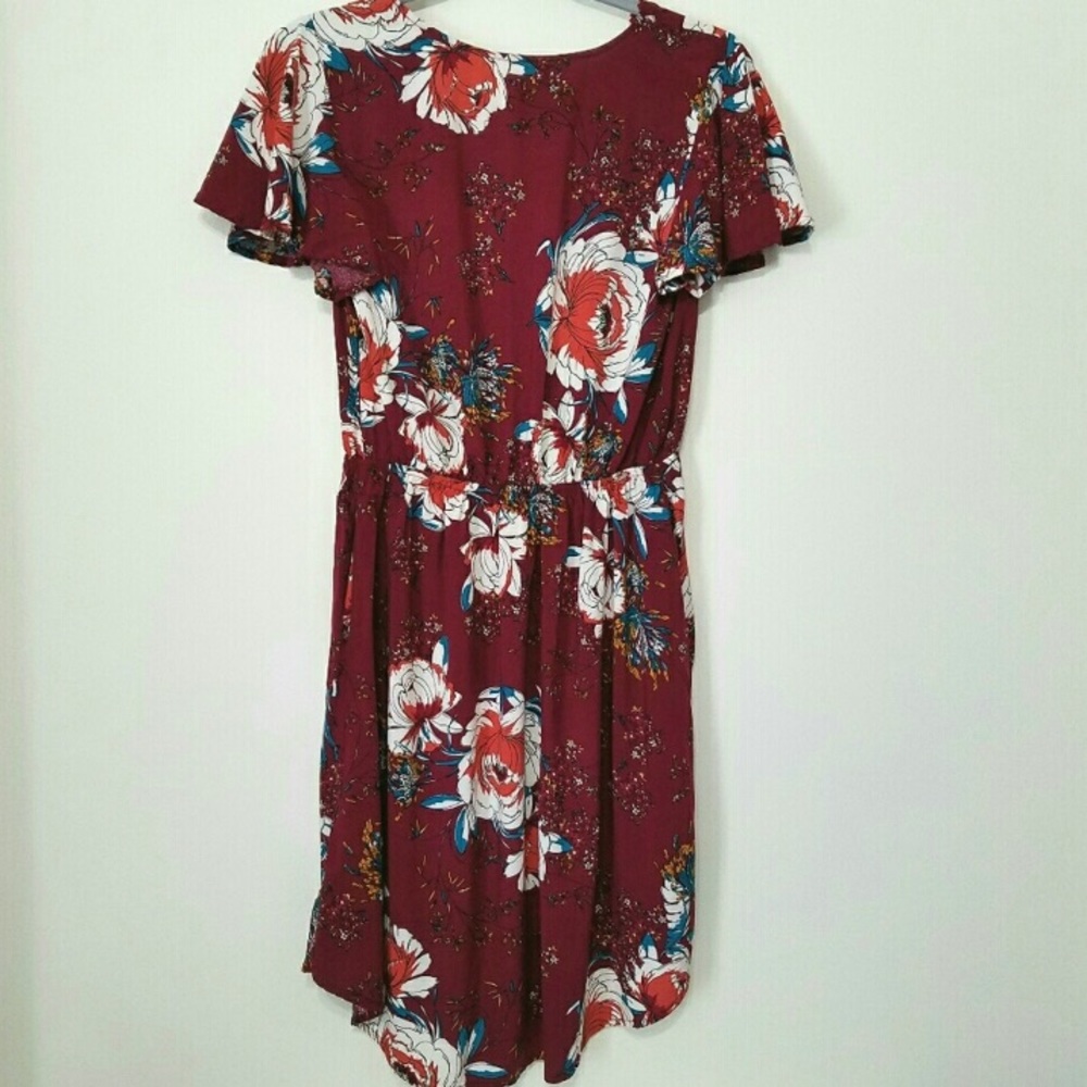 Band of Gypsies Maroon Floral Dress - Picture 3 of 5